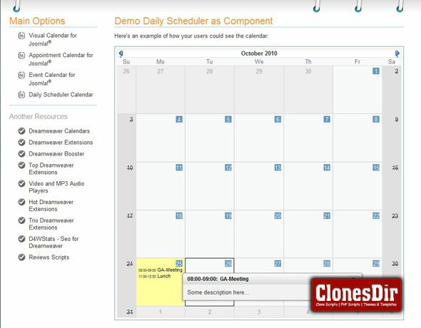 daily scheduler calendar joomla component Daily Scheduler Calendar Joomla Component