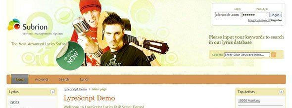 LyreScript PHP Lyrics Script